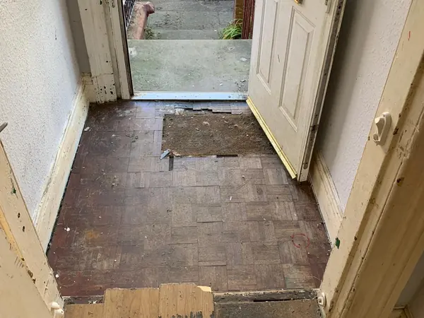 The same house emptied room by room