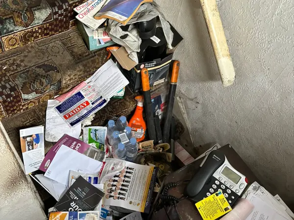 Fire-damaged house before clearance
