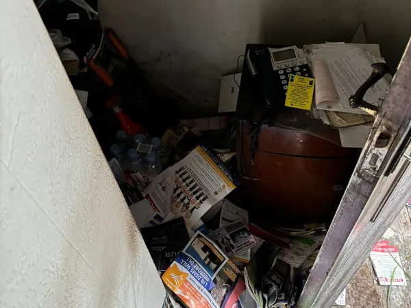 Fire-damaged house before clearance