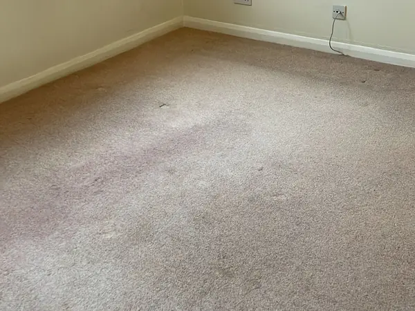The same rooms emptied and the carpets swept
