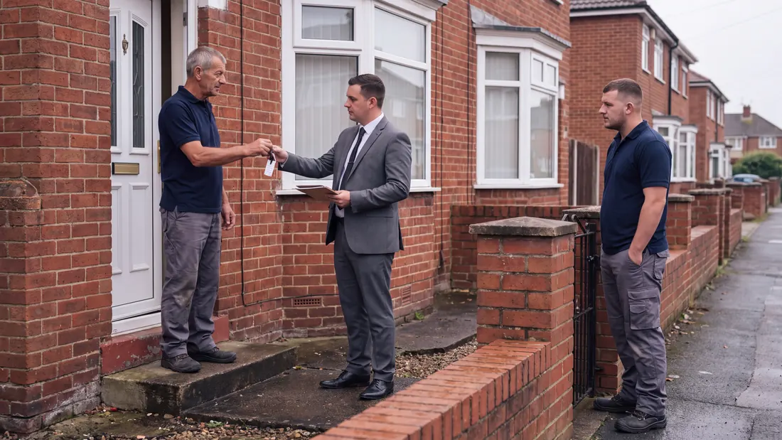 Handing the keys back to an agent outside an emptied house